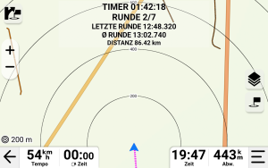 JD Lap Timer – Rennansicht mit Rundenzeit auf Garmin Tread XL